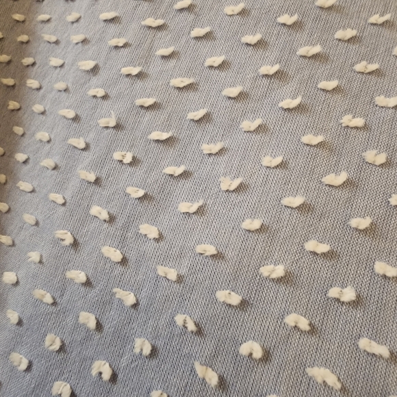 LOFT Sleeveless Textured Tie Waist Blouse Size Medium 100% Cotton Blue White Dot - Picture 4 of 10